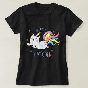 Camiseta Diseño de gato arcoíris Kawaii Caticorn lindo