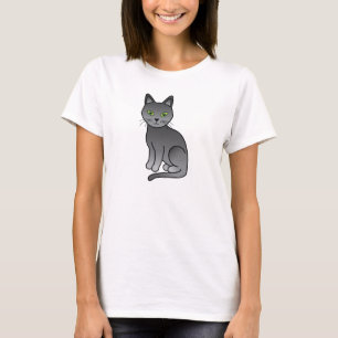 Camiseta Diseño de gato azul ruso de dibujos animados lindo