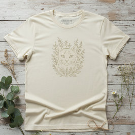 Camiseta Diseño de gato botánico en flor – Arte de línea fl