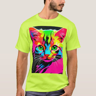 Camiseta Diseño de Gato Colorido