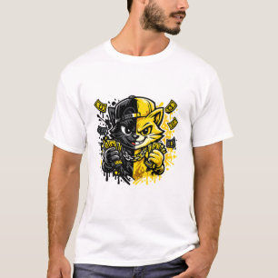 Camiseta Diseño de gato de graffiti urbano