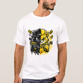 Camiseta Diseño de gato de graffiti urbano
