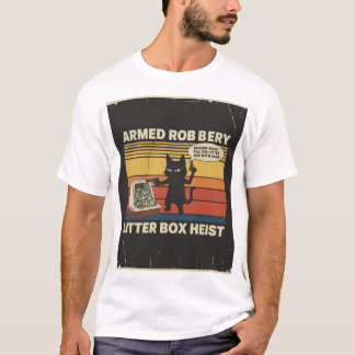 Camiseta Diseño de gato de robo a mano armada