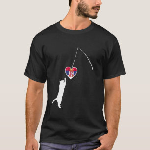Camiseta Diseño de gato de Serbia Bandera serbia Srbija Ama