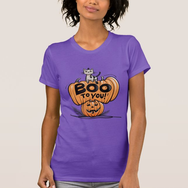 Camiseta Diseño de gato divertido de Halloween (Anverso)