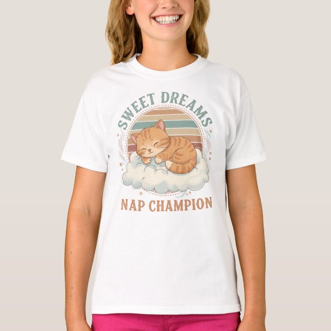 Camiseta Diseño de gato dormido adorable (Anverso)
