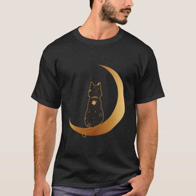 Camiseta Diseño De Gato En La Luna (Anverso)