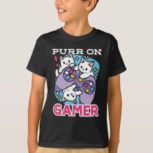 Camiseta Diseño De Gato Gamer - Purr En El Arte De Joystick