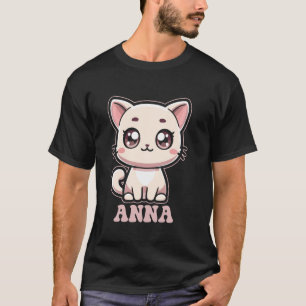Camiseta Diseño de gato gatito lindo Anna para niñas nombre
