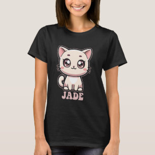 Camiseta Diseño de gato gatito lindo jade para niñas nombre