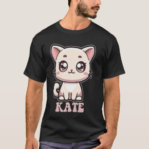 Camiseta Diseño de gato gato lindo para chicas nombre Kate