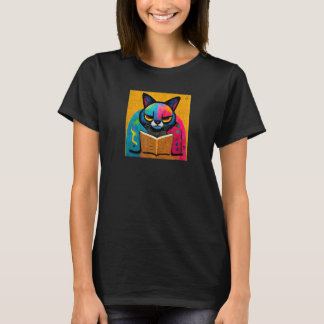 Camiseta Diseño de gato leyendo un libro