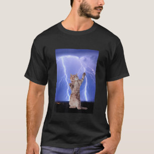 Camiseta Diseño de gato lindo con truenos