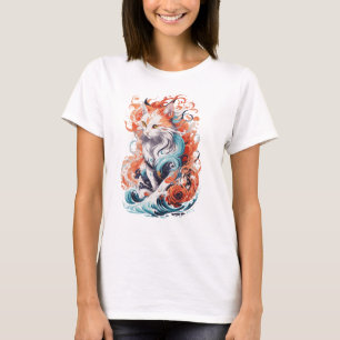 Camiseta Diseño de gato lindo en estilo neo tradicional
