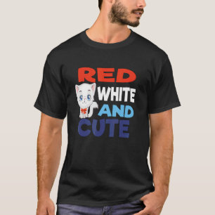 Camiseta Diseño de gato lindo rojo y blanco