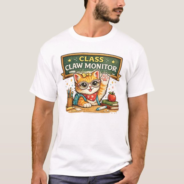 Camiseta Diseño de gato monitor de garra de clase (Anverso)