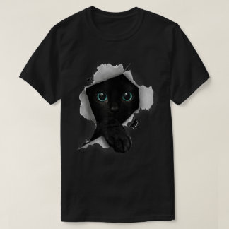 Camiseta Diseño de gato negro que se asoma
