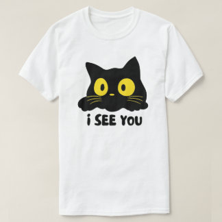 Camiseta Diseño de Gato Negro 'Te veo'