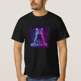 Camiseta **Diseño de gato neon – Arte felino futurista bril