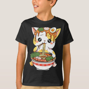 Camiseta Diseño de gato Ramen estilo Kawaii divertido anime