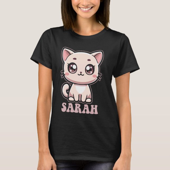 Camiseta Diseño de gato Sarah Cute Kitty para Chicas (Anverso)