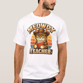 Camiseta Diseño de gato vaquero vintage de Meowdy Teacher