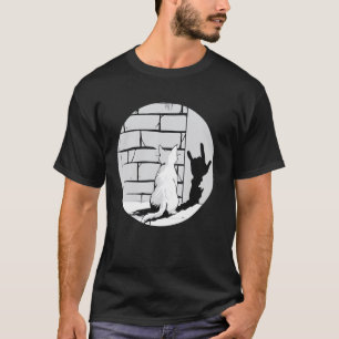 Camiseta Diseño de gato y pared Gato blanco con señal de ma