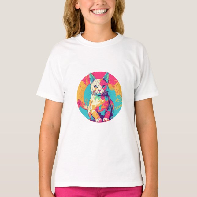 Camiseta diseño de gatos coloridos adorables (Anverso)