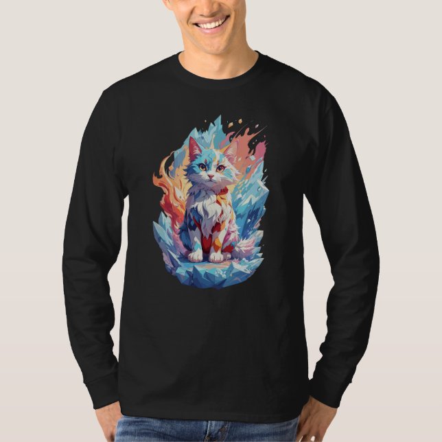 Camiseta Diseño de gatos con fantasía de cristal (Anverso)