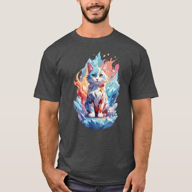 Camiseta Diseño de gatos con fantasía de cristal (Anverso)