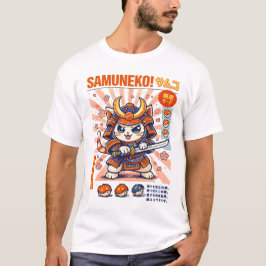 Camiseta Diseño de Gatos de Batalla de Gato Samurái