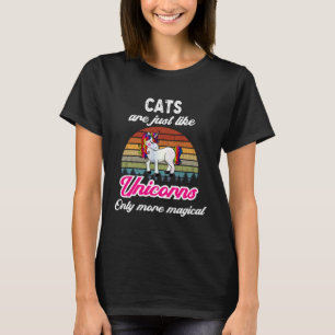 Camiseta Diseño de gatos divertidos unicornio retro puesta
