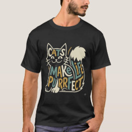 Camiseta Diseño de Gatos que Hacen la Vida Perfecta