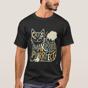 Camiseta Diseño de Gatos que Hacen la Vida Perfecta