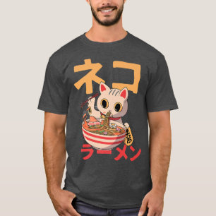 Camiseta Diseño de gatos y Ramen anime kawaii rata japonés