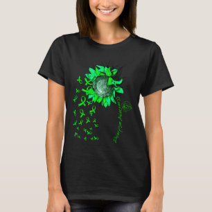 Camiseta Diseño de girasol de cinta verde de concienciación