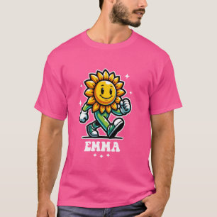 Camiseta Diseño de girasol lindo Emma para niñas nombre Emm