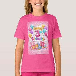 Camiseta Diseño de globo de niña de 3er cumpleaños – Tres a