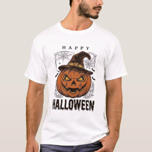 Camiseta Diseño de grabado de calabaza feliz Halloween vint