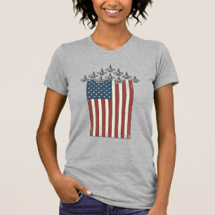 Camiseta Diseño de grabado vintage de bandera de avión de c