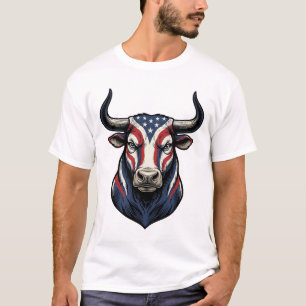 Camiseta Diseño de grabado vintage de cabeza de toro patrió
