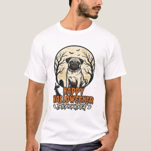 Camiseta Diseño de grabado vintage de Pug Halloween Truco o