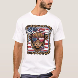 Camiseta Diseño de grabado vintage de vaca de las Highlands