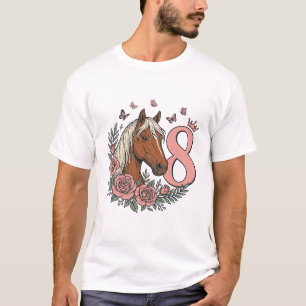 Camiseta Diseño de grabado vintage floral cumpleaños 8 caba