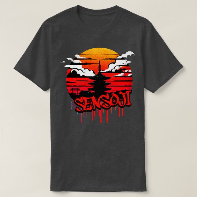 Camiseta Diseño de graffiti del templo Sensoji (Diseño del anverso)