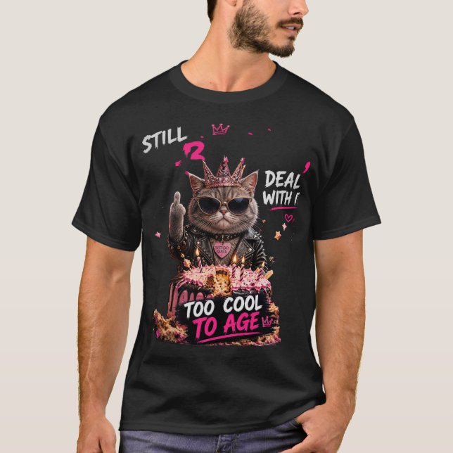 Camiseta Diseño de graffiti neon de cumpleaños de gato salv (Anverso)