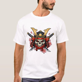 Camiseta Diseño de Guerrero de Cráneo de Samurái – Katana J