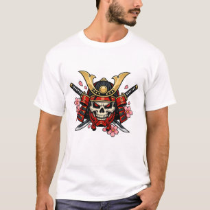 Camiseta Diseño de Guerrero de Cráneo de Samurái – Katana J