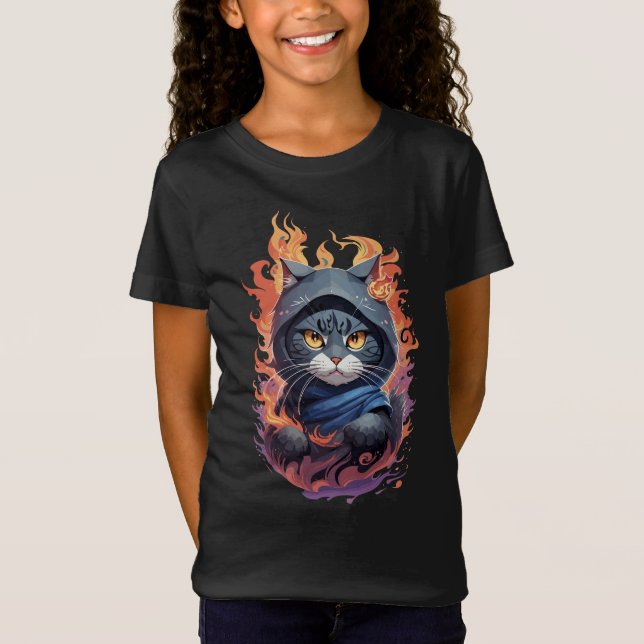 Camiseta Diseño de guerrero de gatos de Ninja (Anverso)