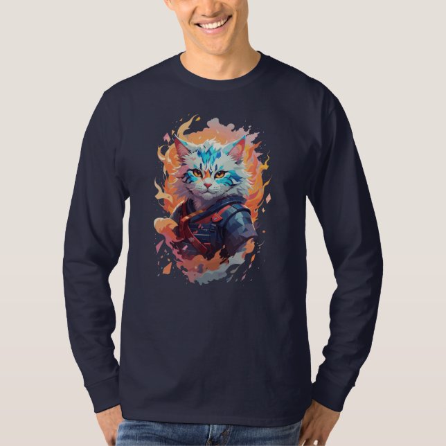 Camiseta Diseño de guerrero de gatos de Ninja (Anverso)